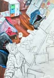 The sketchbook drawing it began with